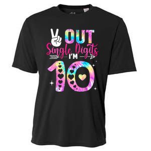 Peace Out Single Digits Im 10 Digits Tie Dye Birthday Girls Cooling Performance Crew T-Shirt