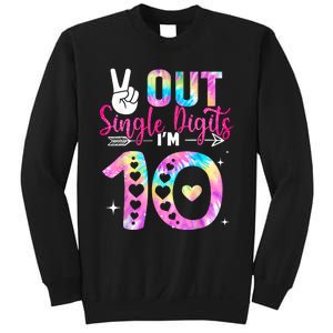 Peace Out Single Digits Im 10 Digits Tie Dye Birthday Girls Sweatshirt