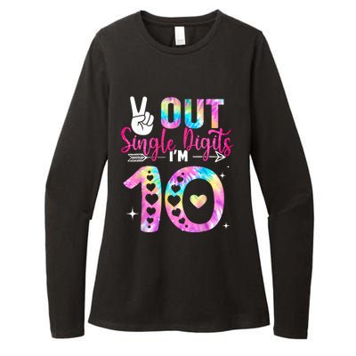 Peace Out Single Digits Im 10 Digits Tie Dye Birthday Girls Womens CVC Long Sleeve Shirt