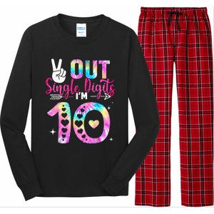 Peace Out Single Digits Im 10 Digits Tie Dye Birthday Girls Long Sleeve Pajama Set