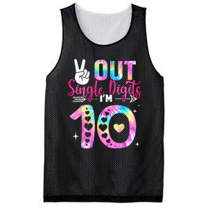 Peace Out Single Digits Im 10 Digits Tie Dye Birthday Girls Mesh Reversible Basketball Jersey Tank