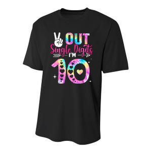 Peace Out Single Digits Im 10 Digits Tie Dye Birthday Girls Youth Performance Sprint T-Shirt