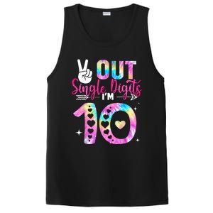 Peace Out Single Digits Im 10 Digits Tie Dye Birthday Girls PosiCharge Competitor Tank