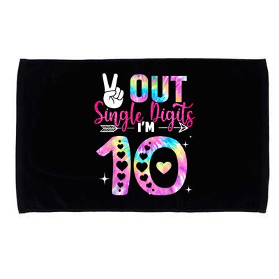 Peace Out Single Digits Im 10 Digits Tie Dye Birthday Girls Microfiber Hand Towel