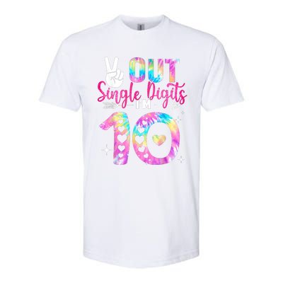 Peace Out Single Digits Im 10 Digits Tie Dye Birthday Girls Softstyle® CVC T-Shirt