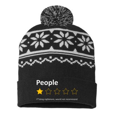 People One Star Fucking Nightmare Would Not Recommend Sarcastic Review USA-Made Snowflake Beanie