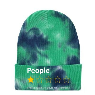 People One Star Fucking Nightmare Would Not Recommend Sarcastic Review Tie Dye 12in Knit Beanie