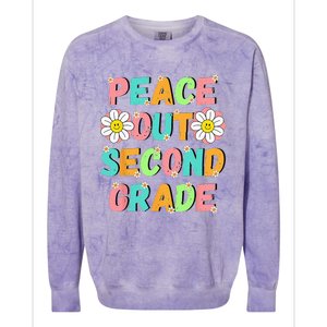 Peace Out Second Grade Cute Groovy Last Day of 2nd Grade Colorblast Crewneck Sweatshirt