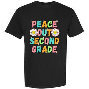 Peace Out Second Grade Cute Groovy Last Day of 2nd Grade Garment-Dyed Heavyweight T-Shirt