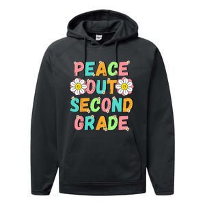 Peace Out Second Grade Cute Groovy Last Day of 2nd Grade Performance Fleece Hoodie