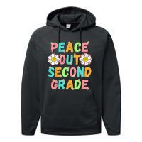 Peace Out Second Grade Cute Groovy Last Day of 2nd Grade Performance Fleece Hoodie