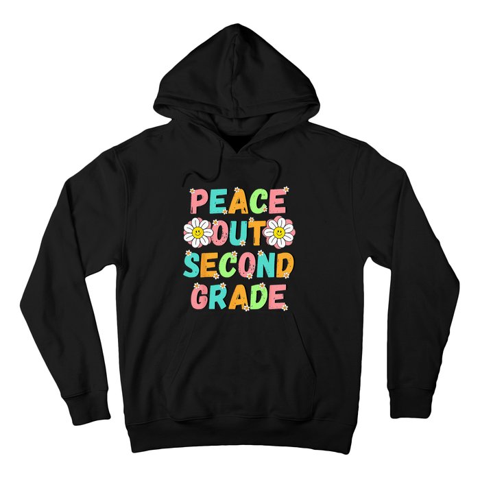 Peace Out Second Grade Cute Groovy Last Day of 2nd Grade Hoodie