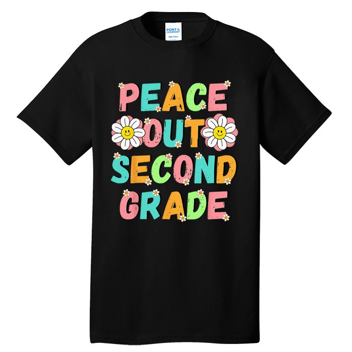 Peace Out Second Grade Cute Groovy Last Day of 2nd Grade Tall T-Shirt