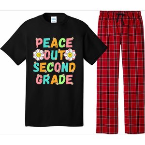 Peace Out Second Grade Cute Groovy Last Day of 2nd Grade Pajama Set