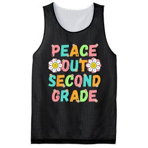 Peace Out Second Grade Cute Groovy Last Day of 2nd Grade Mesh Reversible Basketball Jersey Tank