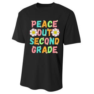 Peace Out Second Grade Cute Groovy Last Day of 2nd Grade Performance Sprint T-Shirt