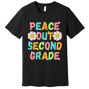 Peace Out Second Grade Cute Groovy Last Day of 2nd Grade Premium T-Shirt