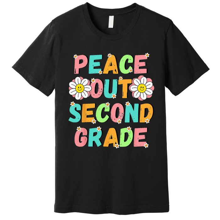 Peace Out Second Grade Cute Groovy Last Day of 2nd Grade Premium T-Shirt