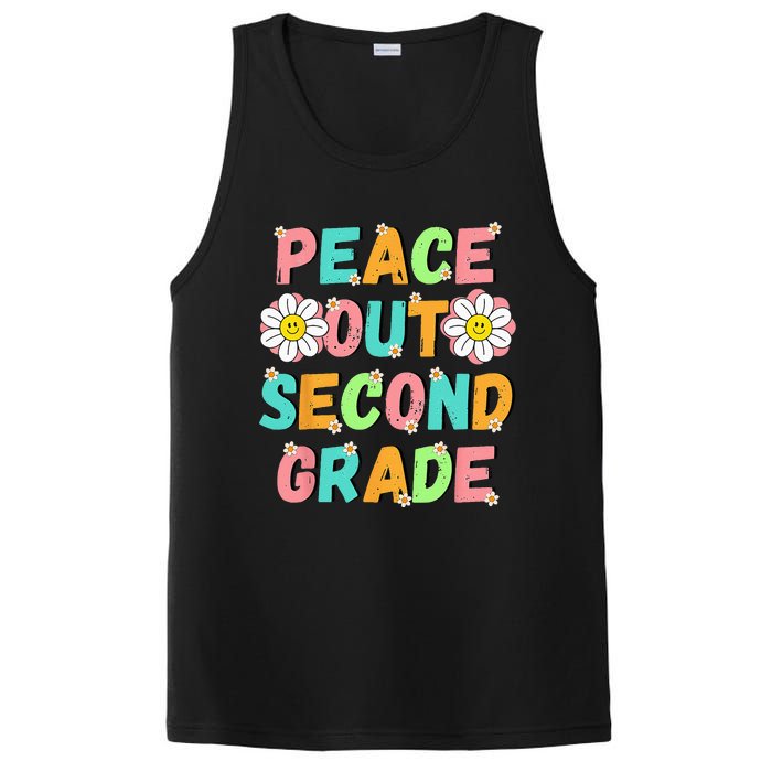 Peace Out Second Grade Cute Groovy Last Day of 2nd Grade PosiCharge Competitor Tank