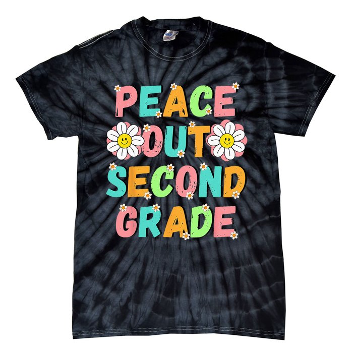 Peace Out Second Grade Cute Groovy Last Day of 2nd Grade Tie-Dye T-Shirt