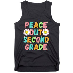 Peace Out Second Grade Cute Groovy Last Day of 2nd Grade Tank Top