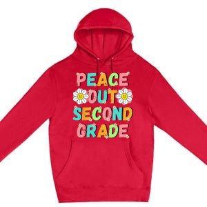 Peace Out Second Grade Cute Groovy Last Day of 2nd Grade Premium Pullover Hoodie