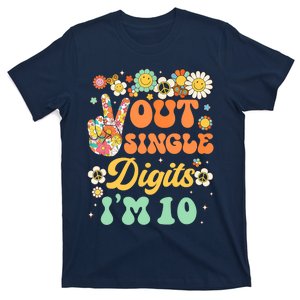 Peace Out Single Digits I'm 10 Retro Sunflower Groovy T-Shirt