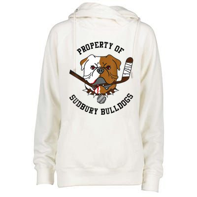 Property Of Sudbury Bulldog Funny Womens Funnel Neck Pullover Hood