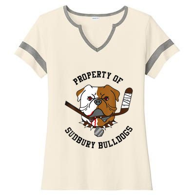 Property Of Sudbury Bulldog Funny Ladies Halftime Notch Neck Tee