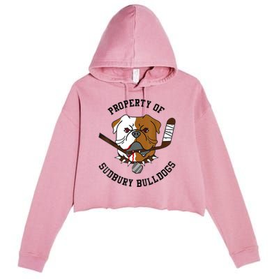 Property Of Sudbury Bulldog Funny Crop Fleece Hoodie