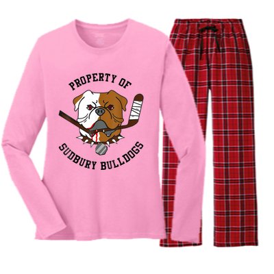 Property Of Sudbury Bulldog Funny Women's Long Sleeve Flannel Pajama Set 