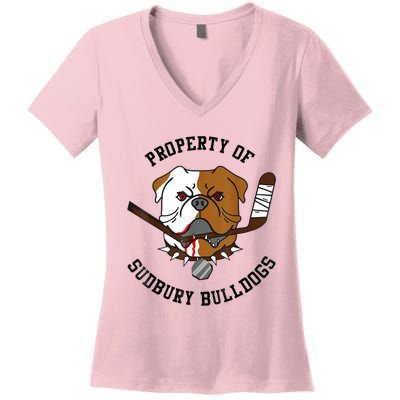 Property Of Sudbury Bulldog Funny Women's V-Neck T-Shirt