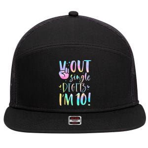 Peace Out Single Digits Im 10 Year Old 10th Birthday Girl 7 Panel Mesh Trucker Snapback Hat