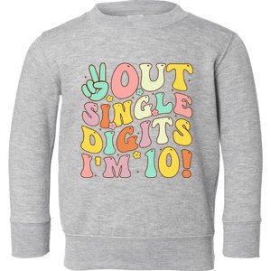 Peace Out Single Digits Retro Groovy 10th Birthday Toddler Sweatshirt