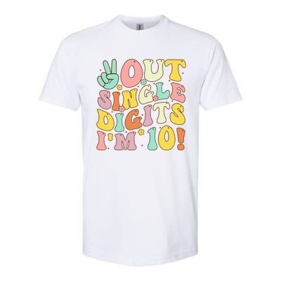 Peace Out Single Digits Retro Groovy 10th Birthday Softstyle® CVC T-Shirt