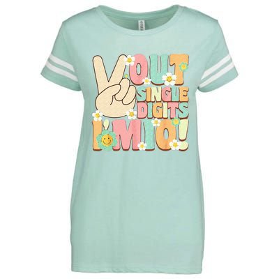 Peace Out Single Digits Retro Groovy 10th Birthday Enza Ladies Jersey Football T-Shirt