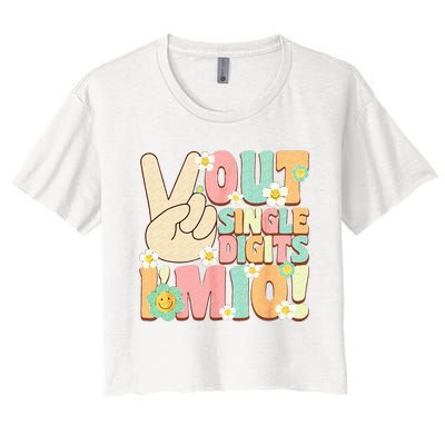 Peace Out Single Digits Retro Groovy 10th Birthday Women's Crop Top Tee