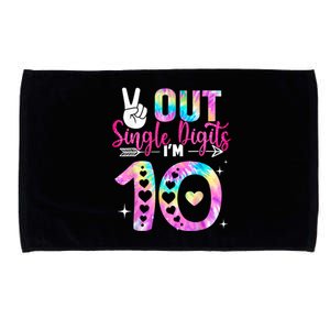 Peace Out Single Digits Im 10 Digits Tie Dye Birthday Microfiber Hand Towel