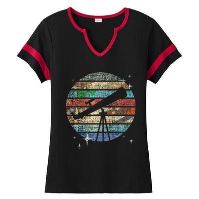 Planets Of Solar System Telescope Astronomy Science Fan Ladies Halftime Notch Neck Tee