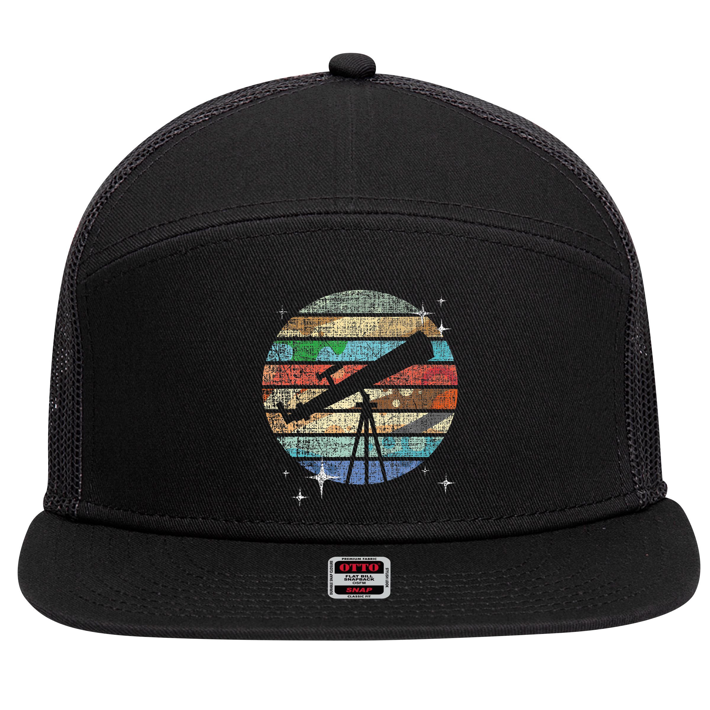 Planets Of Solar System Telescope Astronomy Science Fan 7 Panel Mesh Trucker Snapback Hat