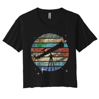 Planets Of Solar System Telescope Astronomy Science Fan Women's Crop Top Tee