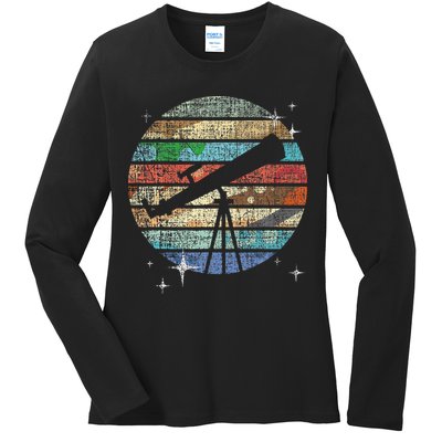 Planets Of Solar System Telescope Astronomy Science Fan Ladies Long Sleeve Shirt