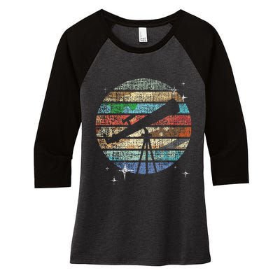 Planets Of Solar System Telescope Astronomy Science Fan Women's Tri-Blend 3/4-Sleeve Raglan Shirt