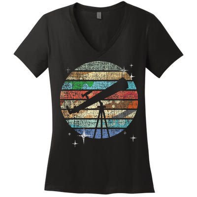 Planets Of Solar System Telescope Astronomy Science Fan Women's V-Neck T-Shirt