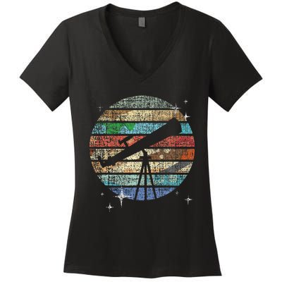 Planets Of Solar System Telescope Astronomy Science Fan Women's V-Neck T-Shirt