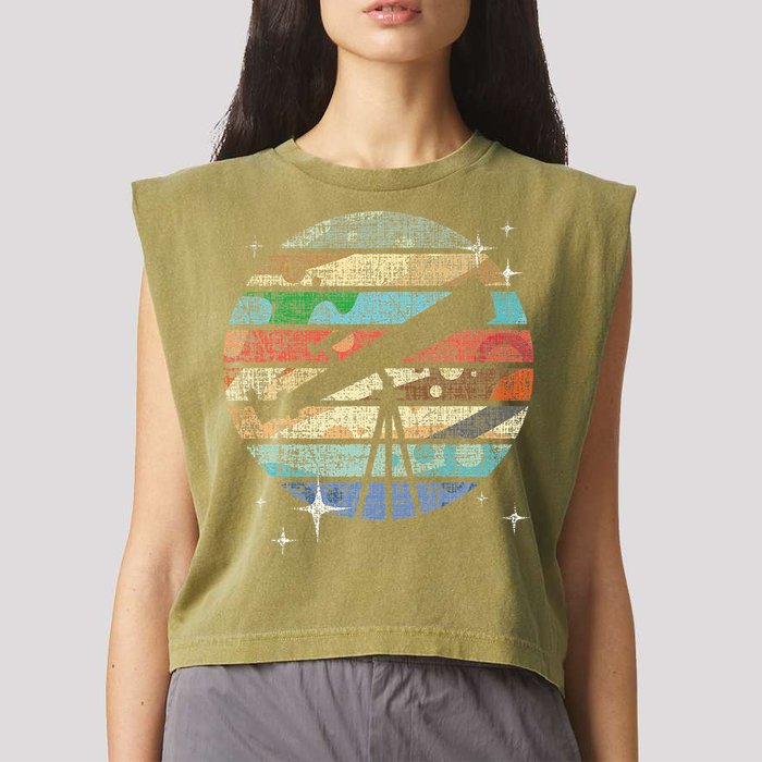 Planets Of Solar System Telescope Astronomy Science Fan Garment-Dyed Women's Muscle Tee