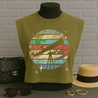 Planets Of Solar System Telescope Astronomy Science Fan Garment-Dyed Women's Muscle Tee