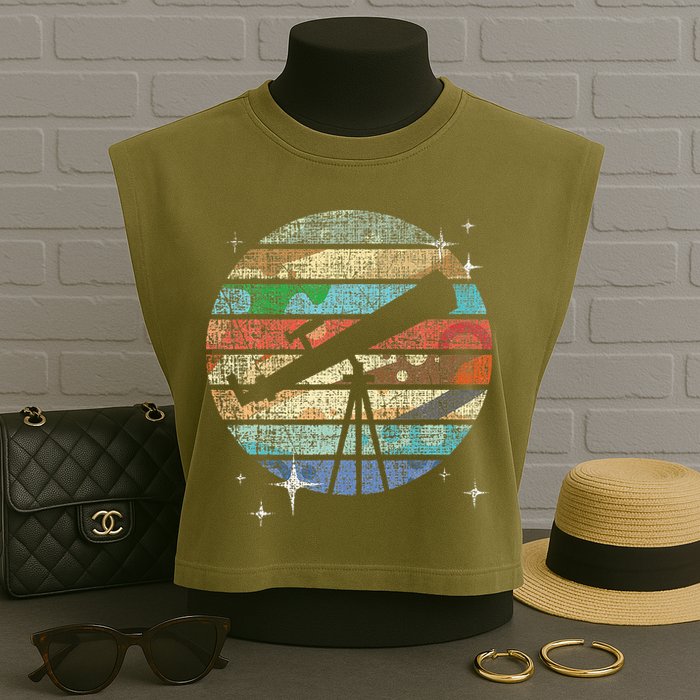 Planets Of Solar System Telescope Astronomy Science Fan Garment-Dyed Women's Muscle Tee