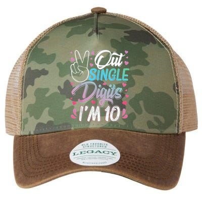 Peace Out Single Digits I'm 10 Year Old 10th Birthday Girl Legacy Tie Dye Trucker Hat