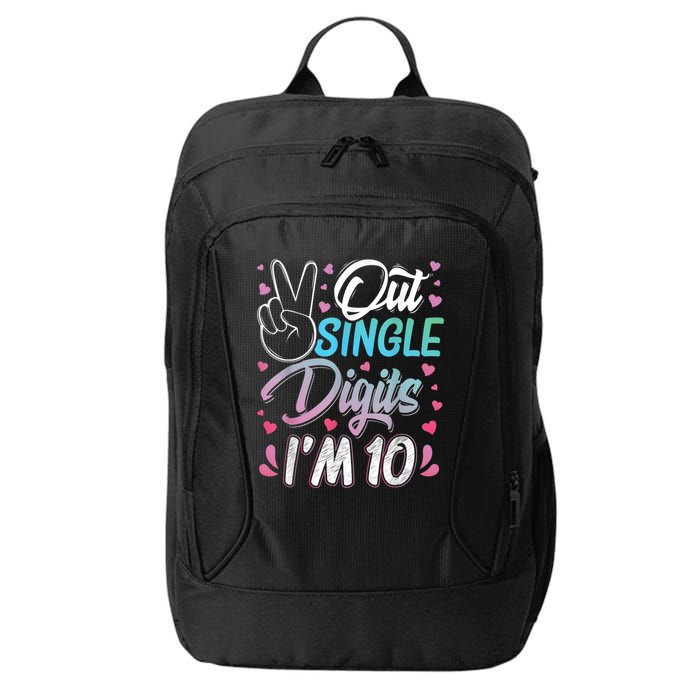 Peace Out Single Digits I'm 10 Year Old 10th Birthday Girl City Backpack